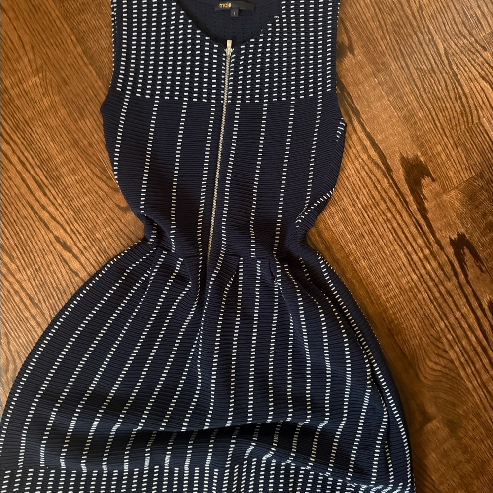 Maje Navy and White Striped Dress